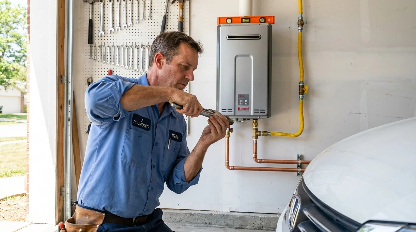 Tankless water heater installation by a Johns Plumbing LLC plumber in Sunman